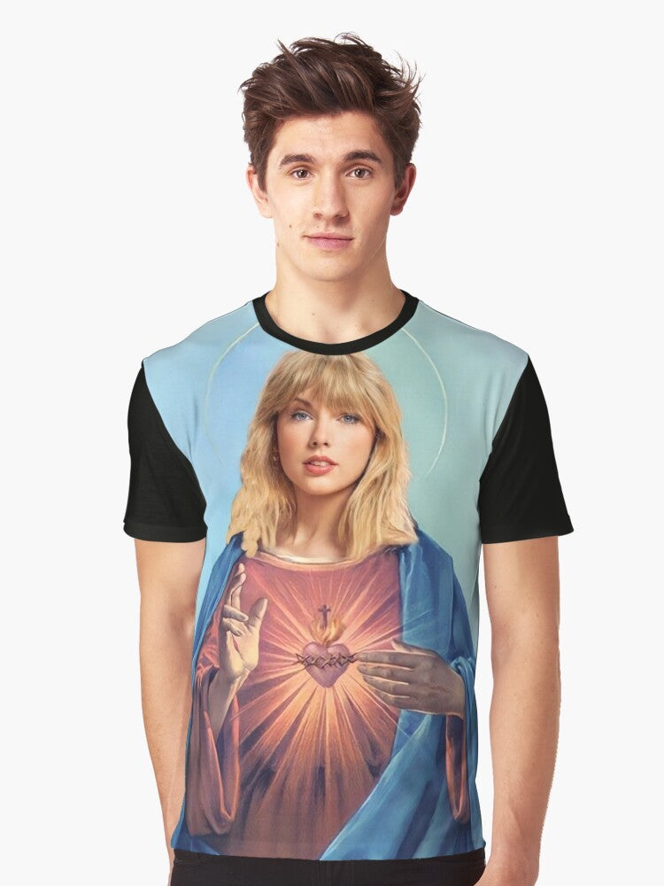 Stylish Jesus graphic t-shirt with heart design for Christian music lovers - Men