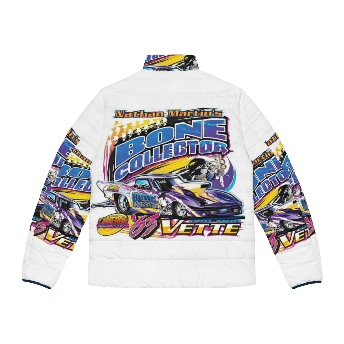 Nathan Martin's Nascar Puffer Jacket with Racing & Music Themes - Back