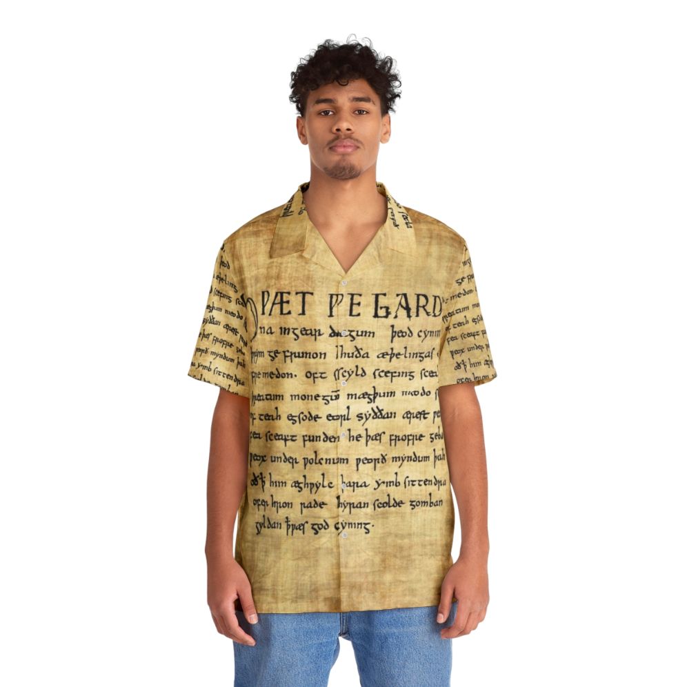 Beowulf Hawaiian Shirt featuring Old English literature theme - People Front