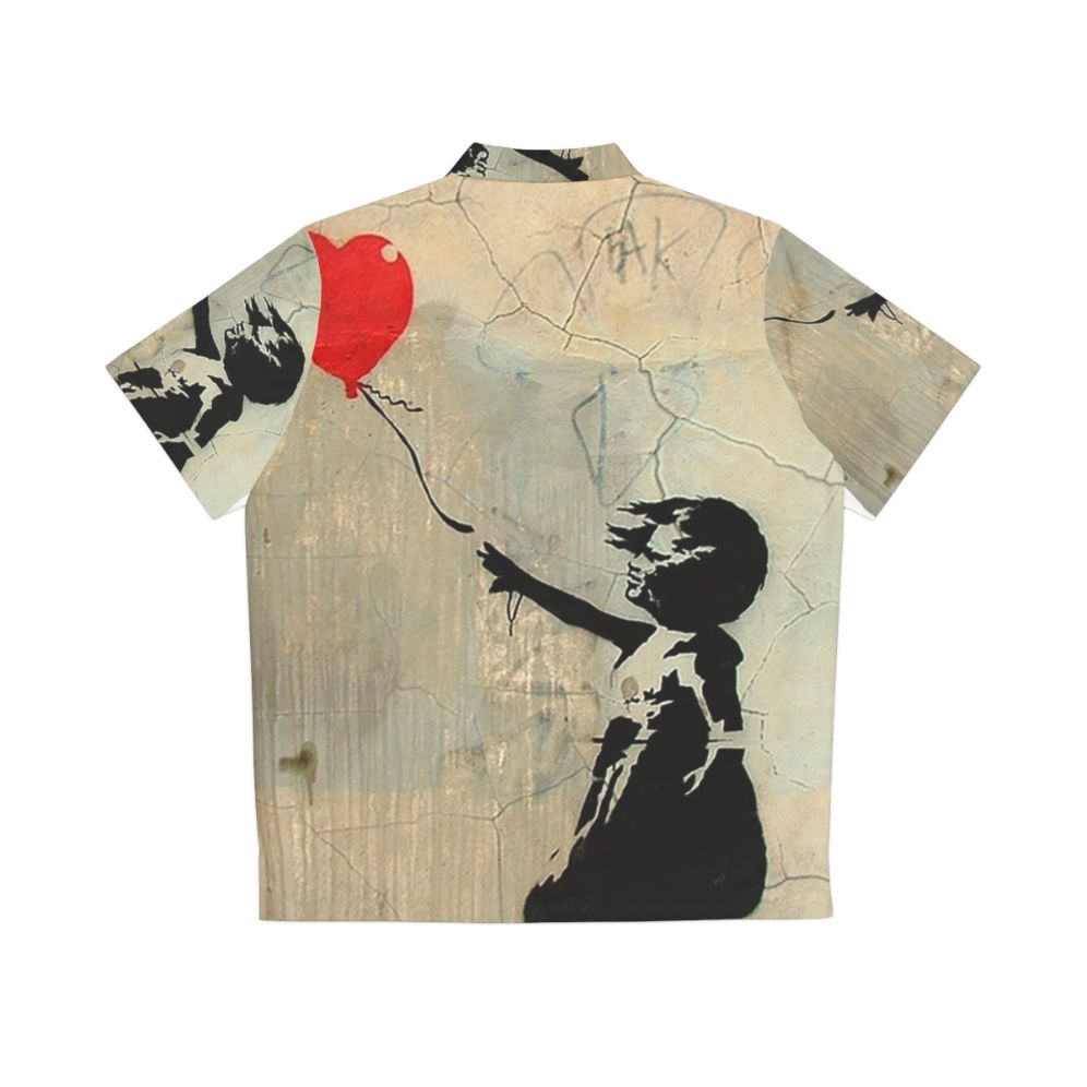 Banksy red heart balloon Hawaiian shirt - Back