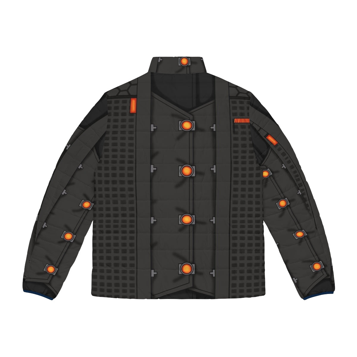 Rhys Graphic Tee Puffer Jacket with Borderlands Themed Hexagon Pattern - Back