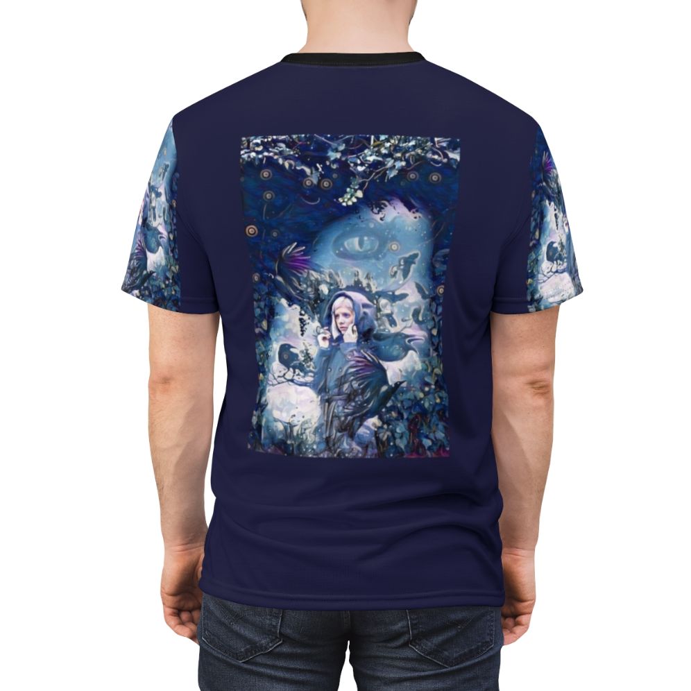 T-shirt with a design featuring crows, inspired by the music and aesthetic of artist Aurora Aksnes - men back