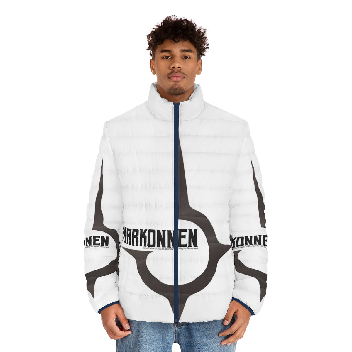 House Harkonnen Black Puffer Jacket from the Dune 2020 movie - men front