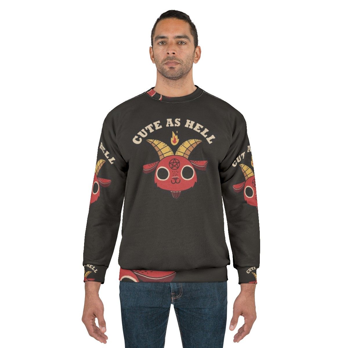 Cute As Hell Unisex Sweatshirt with Retro Demon Graphic - men