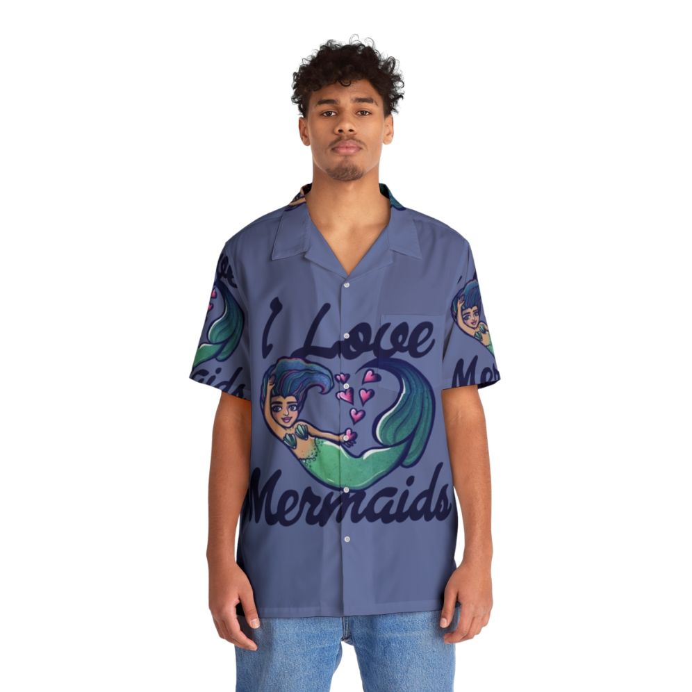 Mermaid Hawaiian Shirt with Enchanting Ocean Creatures - People Front