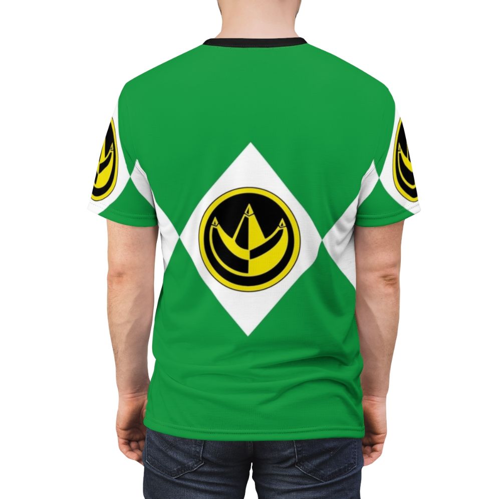 Retro-style graphic t-shirt featuring the Green Power Ranger and Coin from the 90s TV series - men back