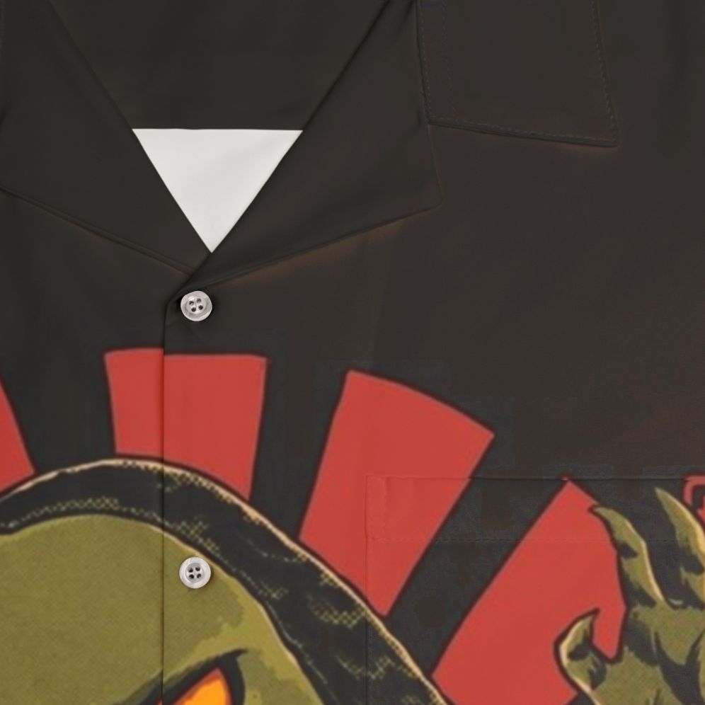 Avokiller Hawaiian Shirt with Avocado and Kaiju Monster Print - Detail