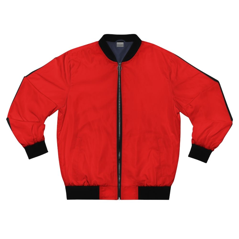 Lucio Fontana inspired abstract art bomber jacket in red