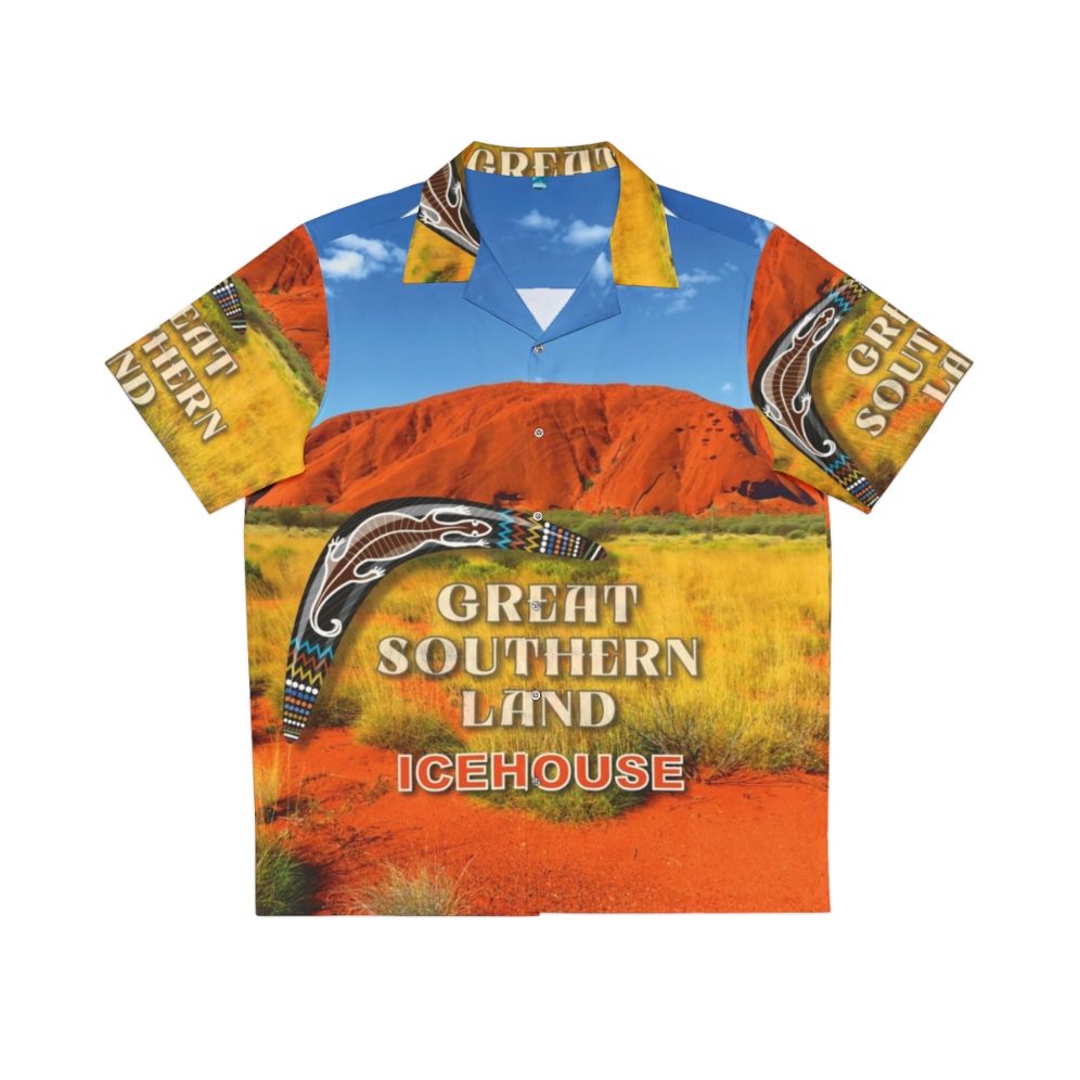 Authentic 80s Hawaiian Shirt featuring the album cover art of Great Southern Land by Australian band Icehouse