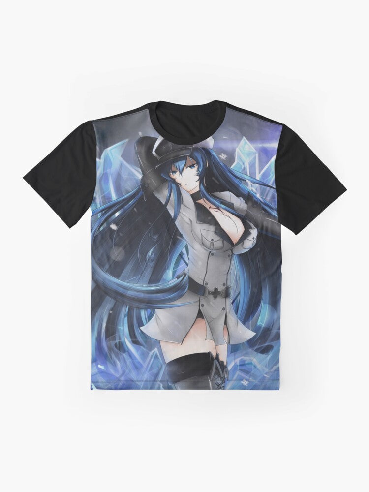 Graphic T-Shirt featuring Esdeath, the powerful general of the Empire from the anime Akame ga Kill - Flat lay