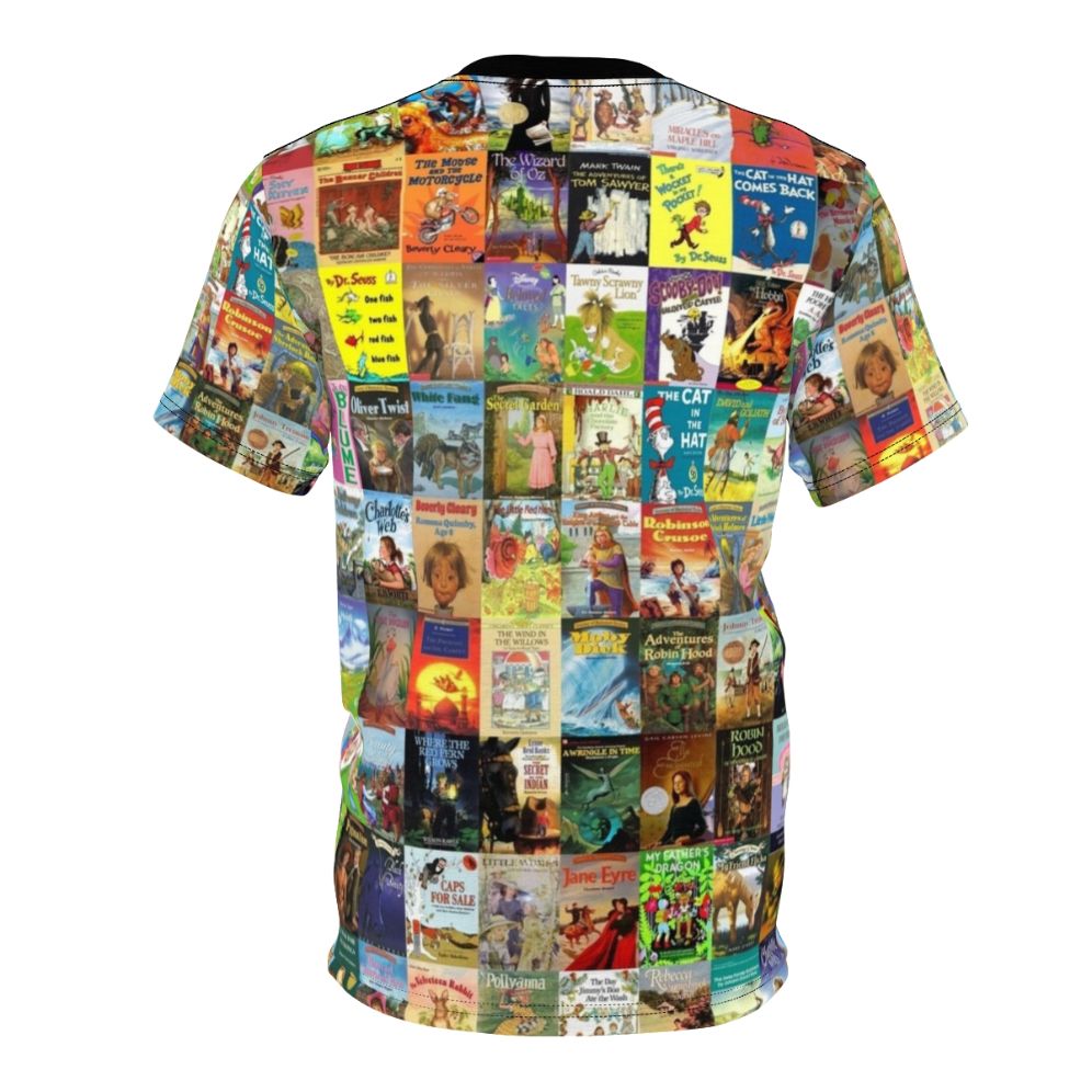 Colorful graphic t-shirt featuring a design inspired by children's books and young readers - Back