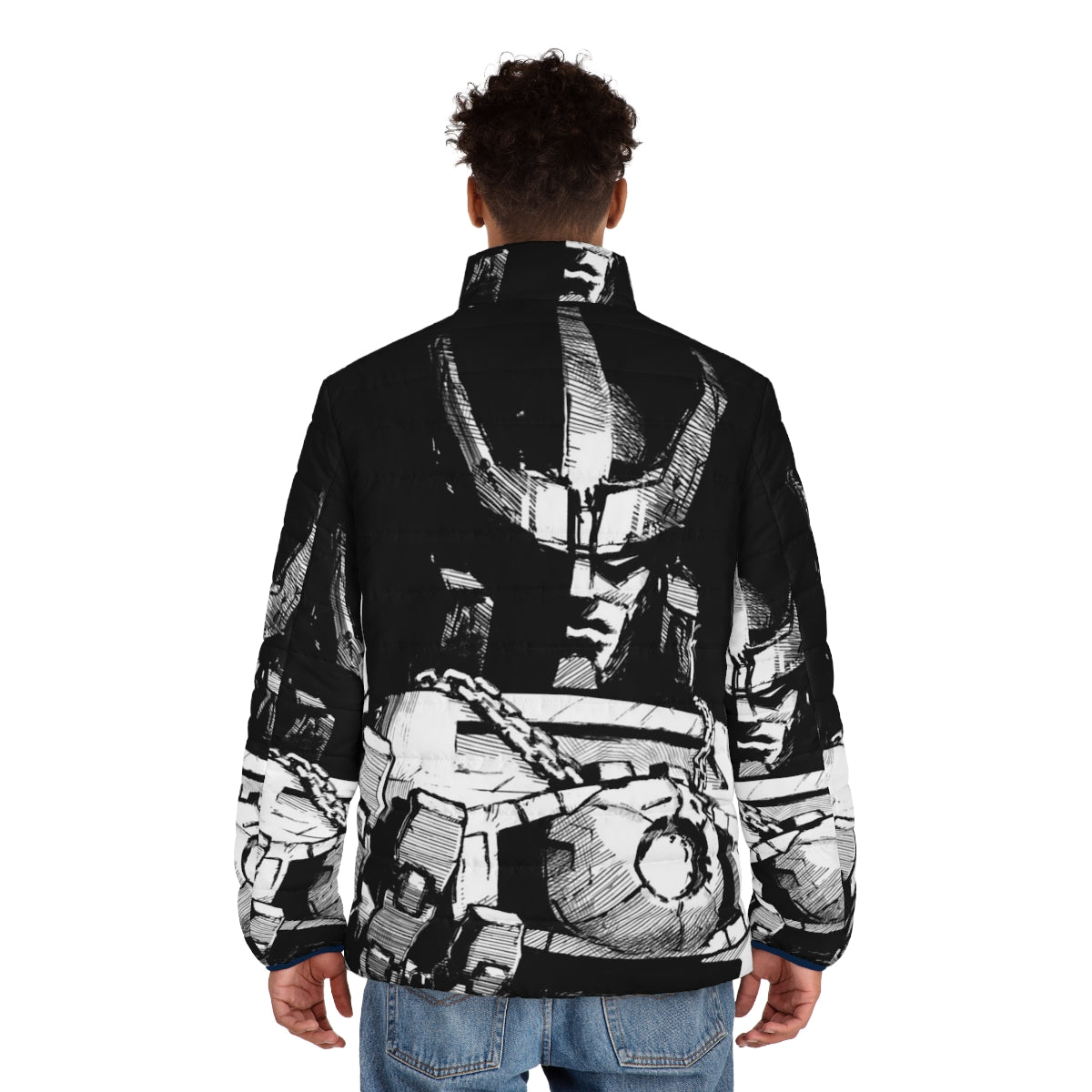 Transformers Galvatron Puffer Jacket with classic G1 Decepticon design - men back