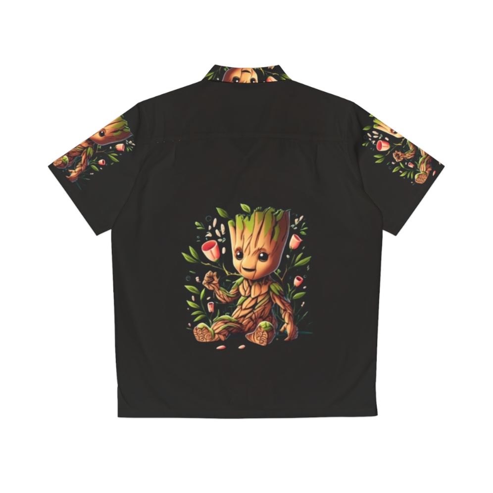 Baby Groot wearing a colorful Hawaiian shirt - Back