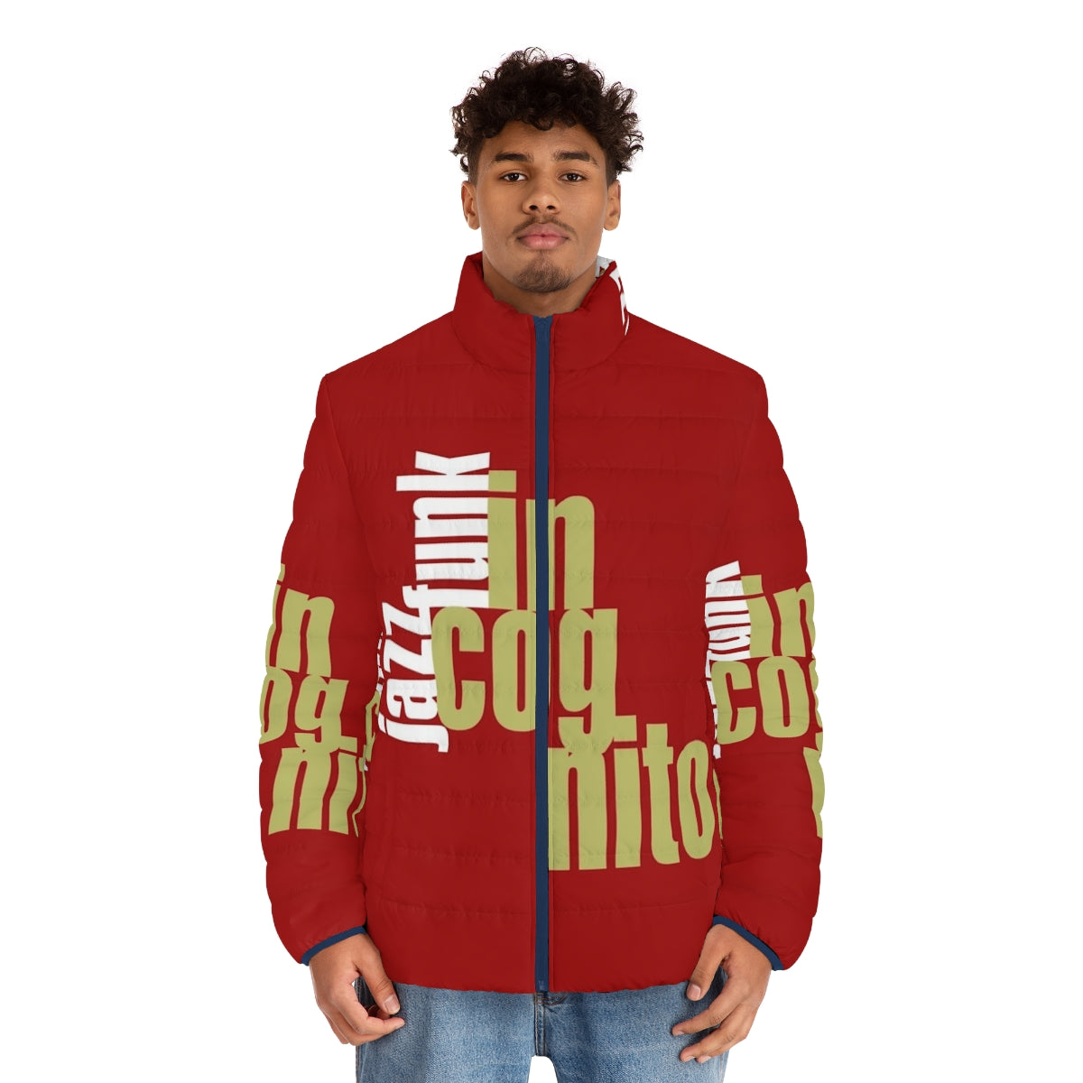 Incognito puffer jacket with retro music inspired design - men front