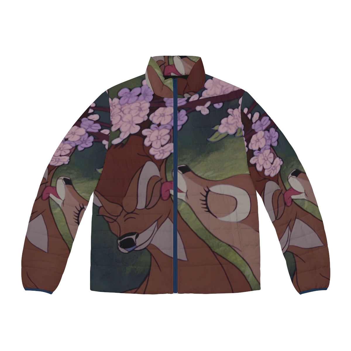 Bambi Disney inspired puffer jacket with floral and feline design