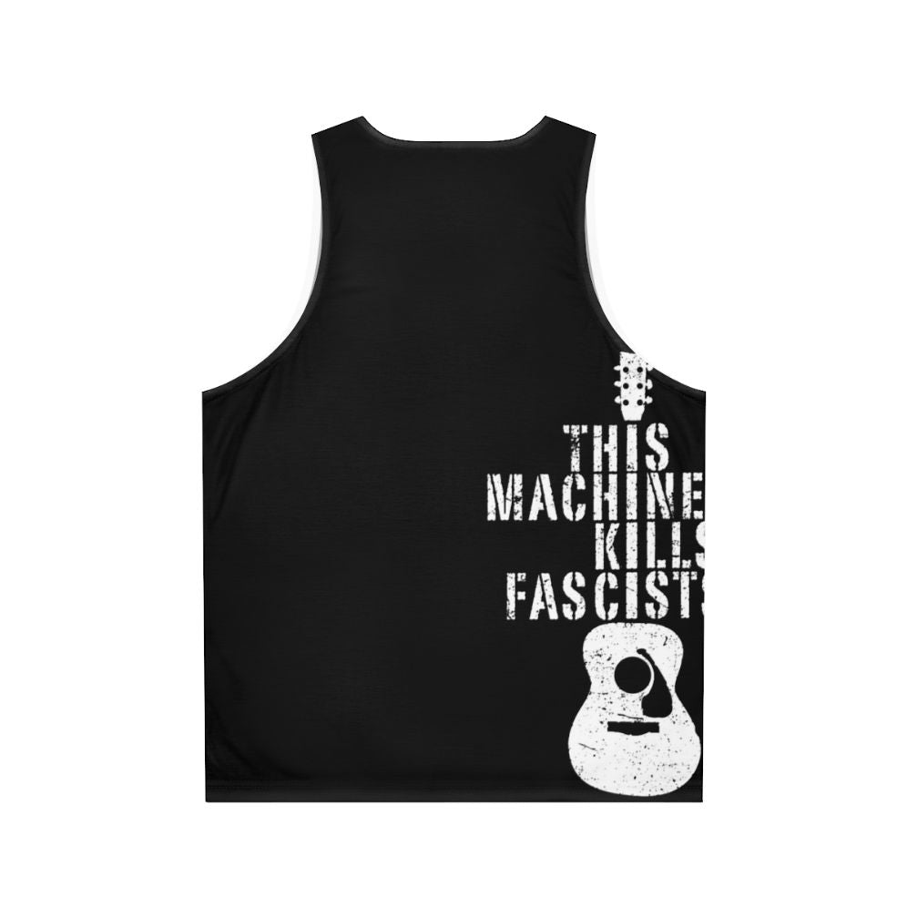 Woody Guthrie "This Machine Kills Fascists" Unisex Tank Top - Back