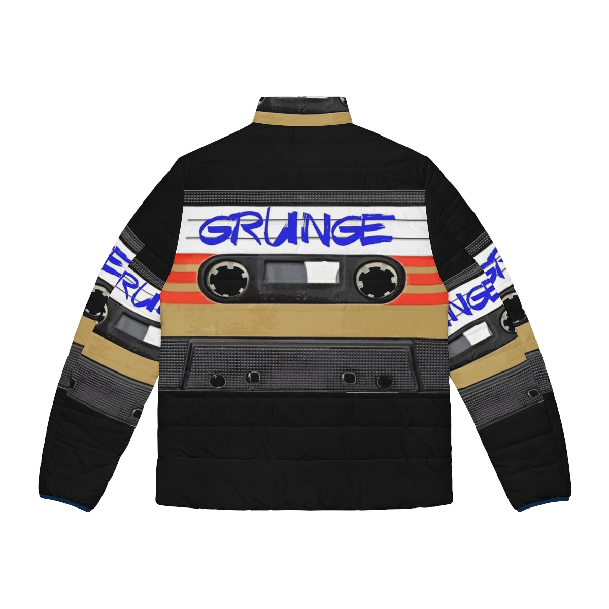 Grunge music puffer jacket with vintage retro classic alternative rock band design - Back