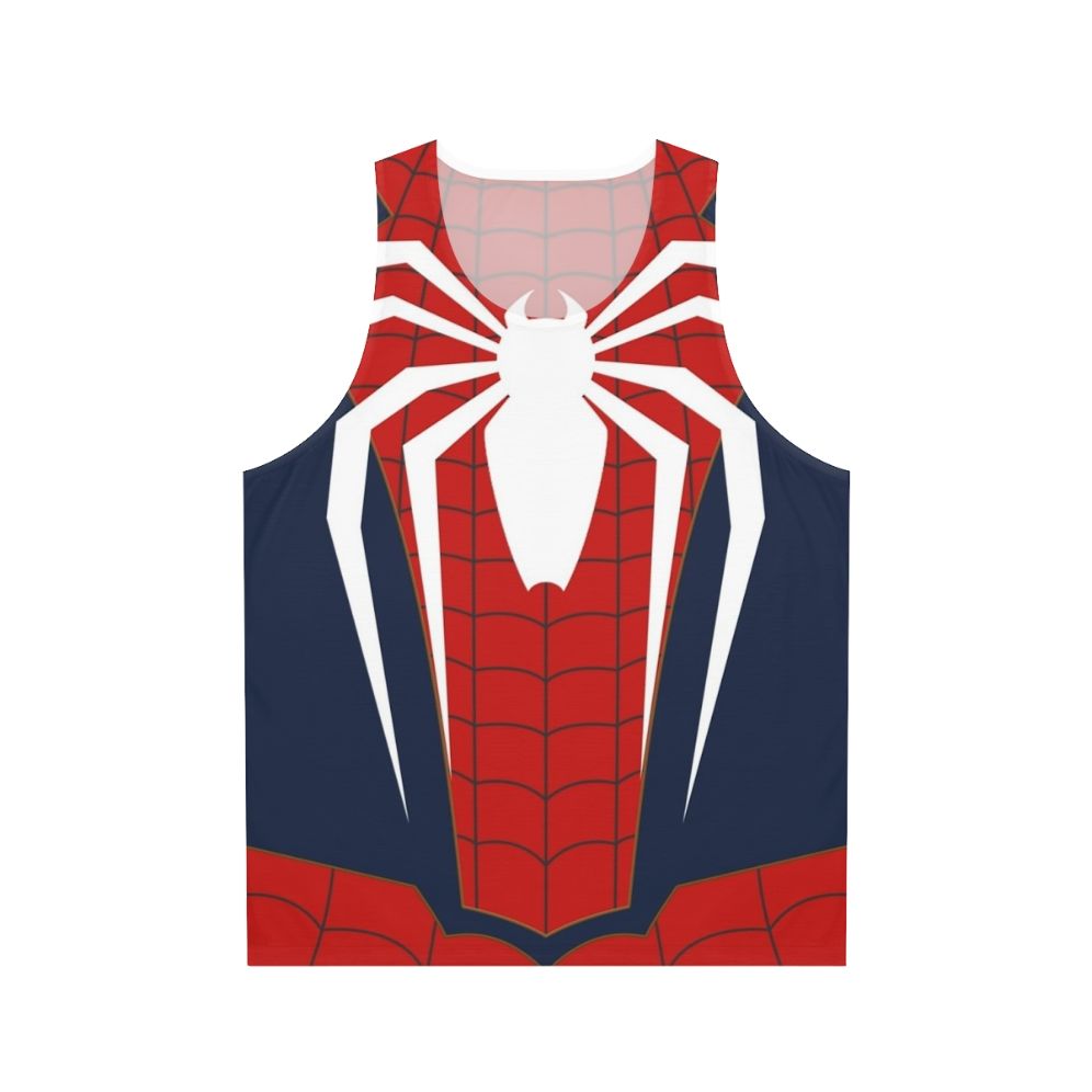 Unisex spider themed tank top with web design