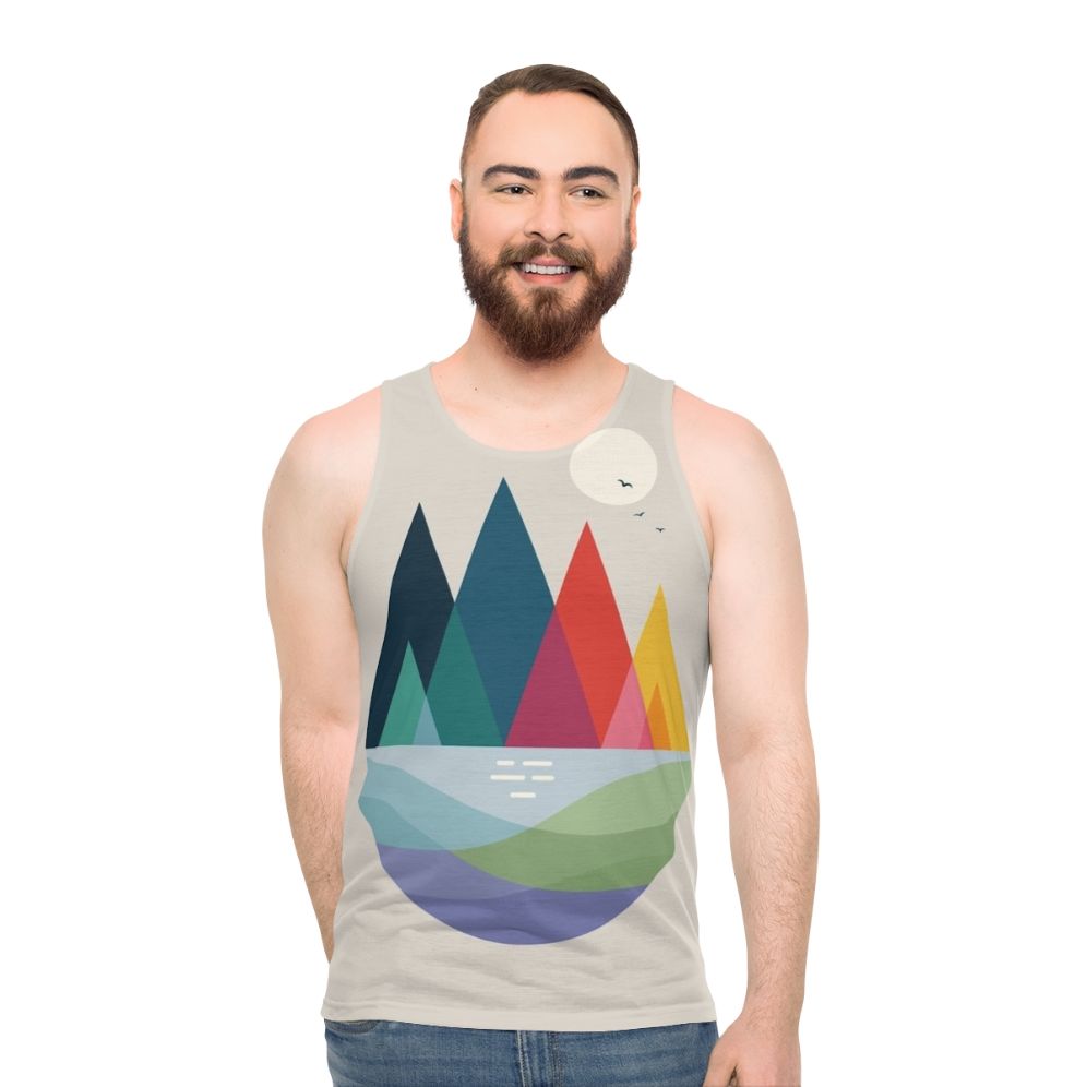 Colorful geometric unisex tank top - men