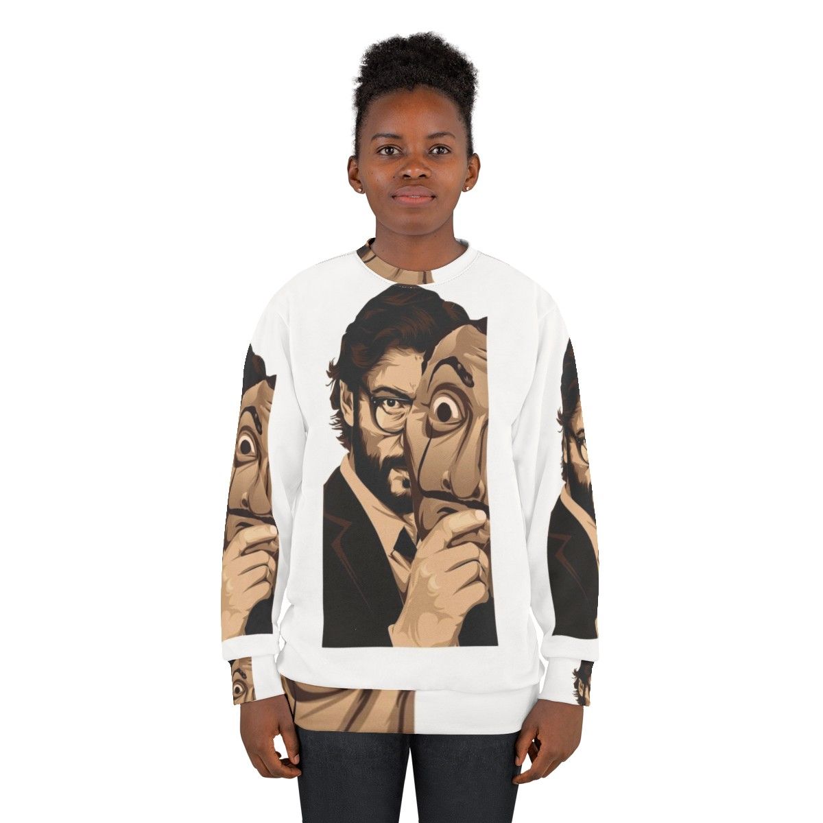 Money Heist Sweatshirt with the Professor and Dali Mask Design - women