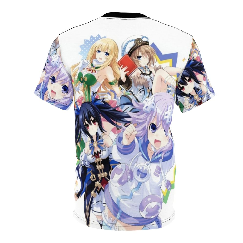 Colorful t-shirt featuring the beloved Neptunia CPU characters from the popular anime and manga series. - Back