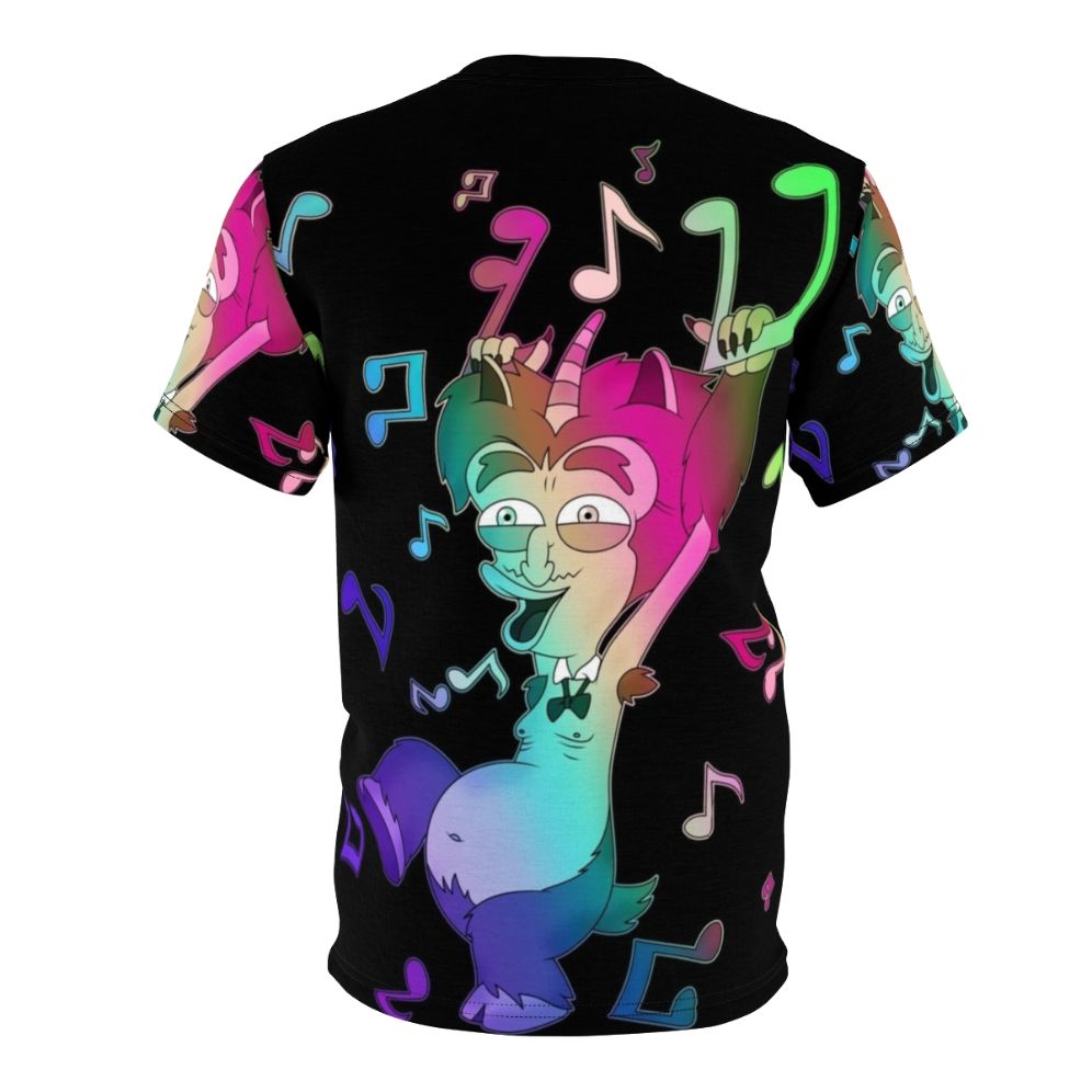 Trending Big Mouth Inspired Music Lover T-Shirt with Cartoon Characters - Back