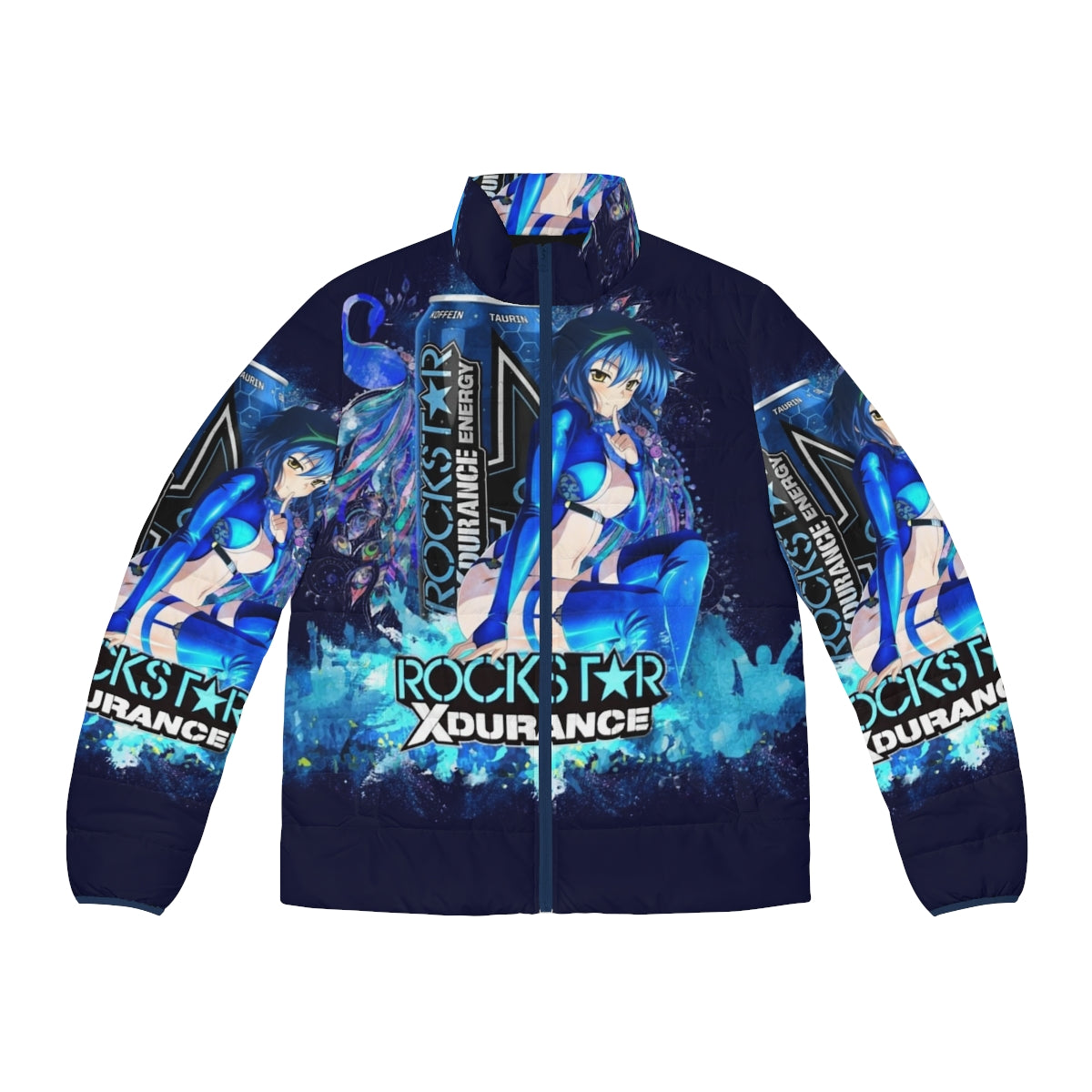 Highschool DxD Xenovia Quarta Anime Girl Blue Hair Puffer Jacket