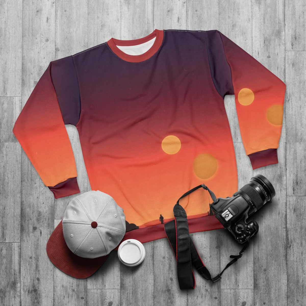 Tatooine Star Wars Sweatshirt with Dual Suns Gradient Design - flat lay