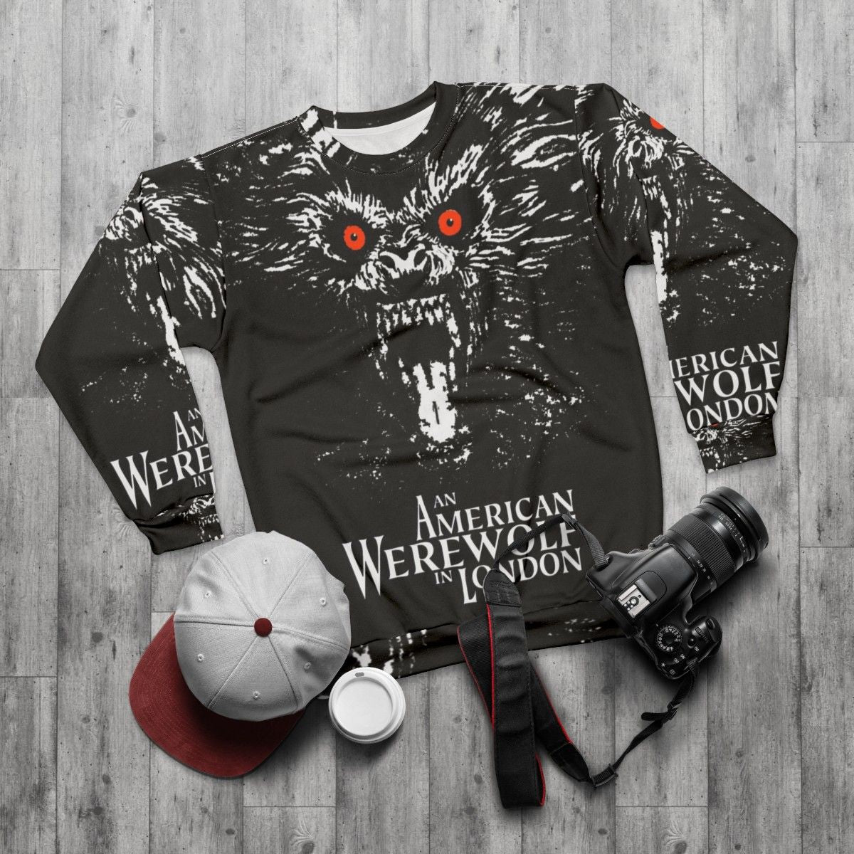 American Werewolf in London Sweatshirt - Horror Movie Graphic - flat lay