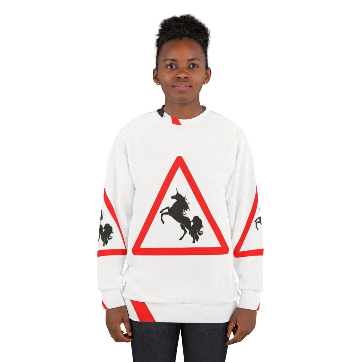 Legendary animals sweatshirt featuring unicorn and dragon designs - women