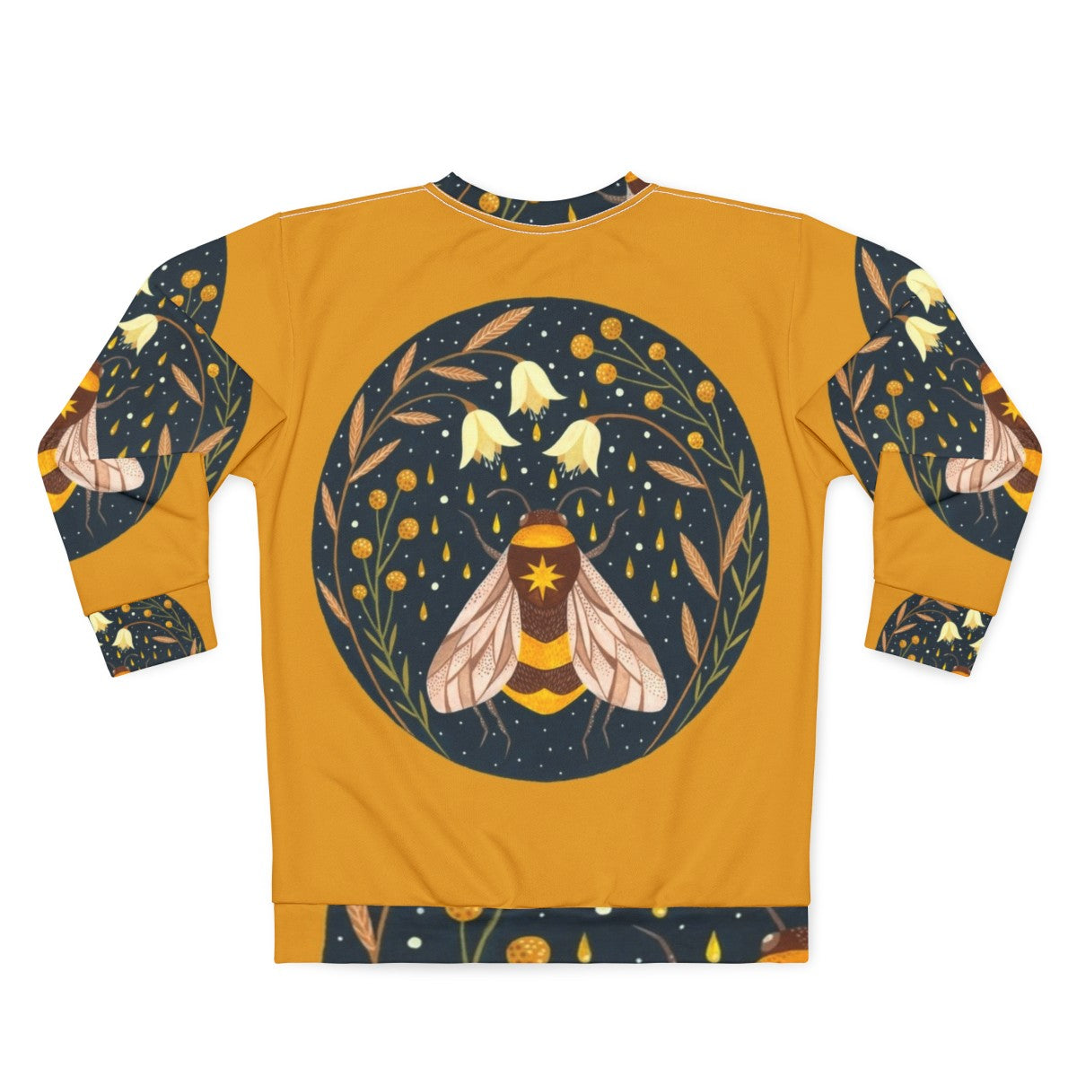 Gold Harvest Beekeeper Sweatshirt with Floral Motif - Back