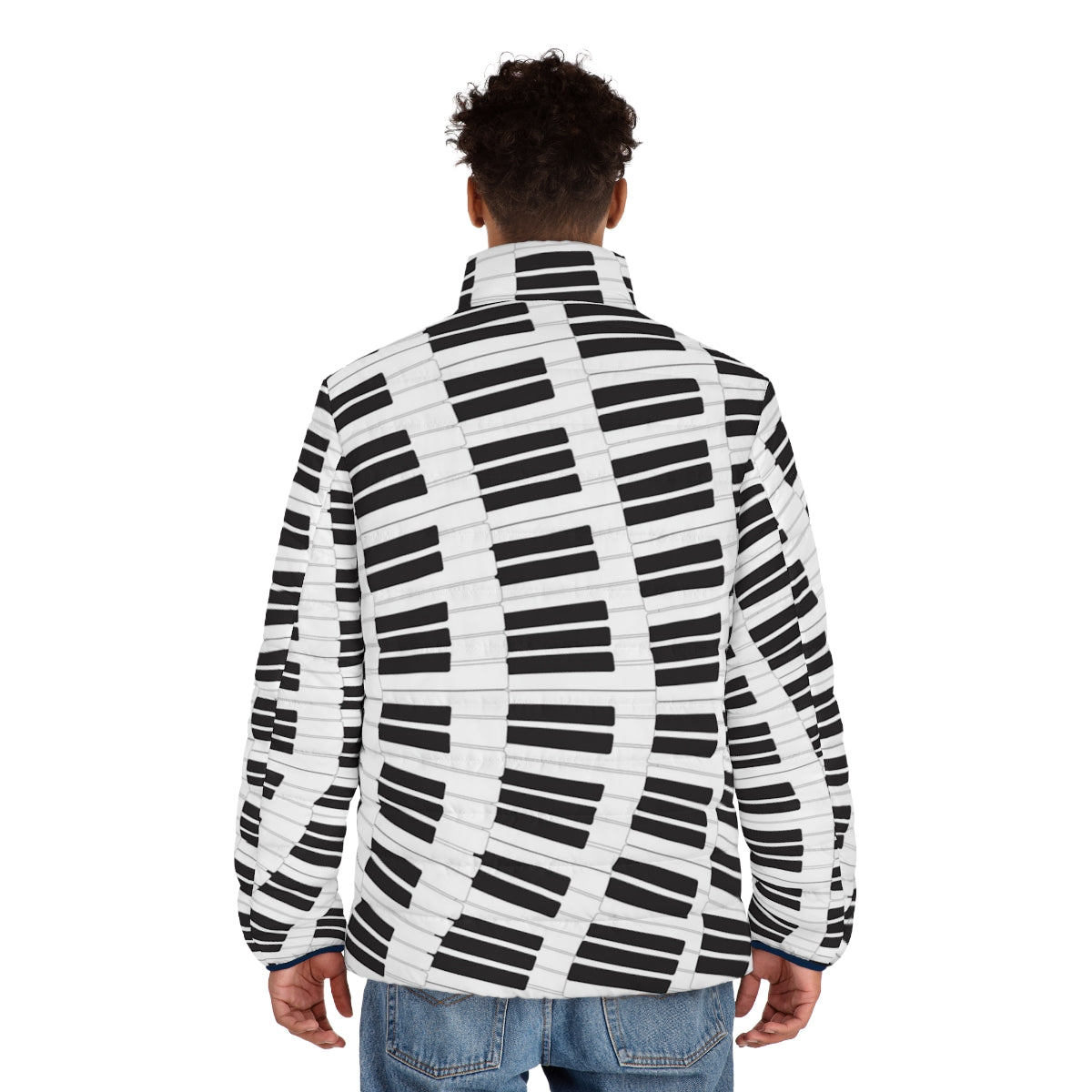 Piano keys puffer jacket with musical design - men back