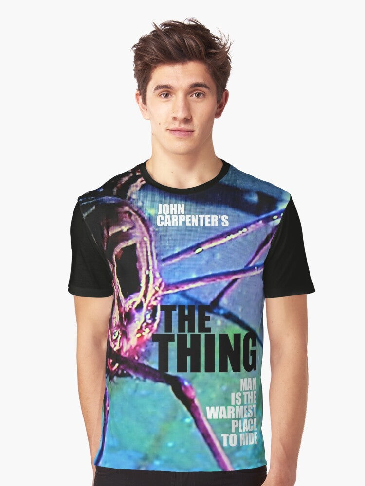 "The Thing" John Carpenter movie graphic t-shirt featuring Kurt Russell and the iconic monster - Men