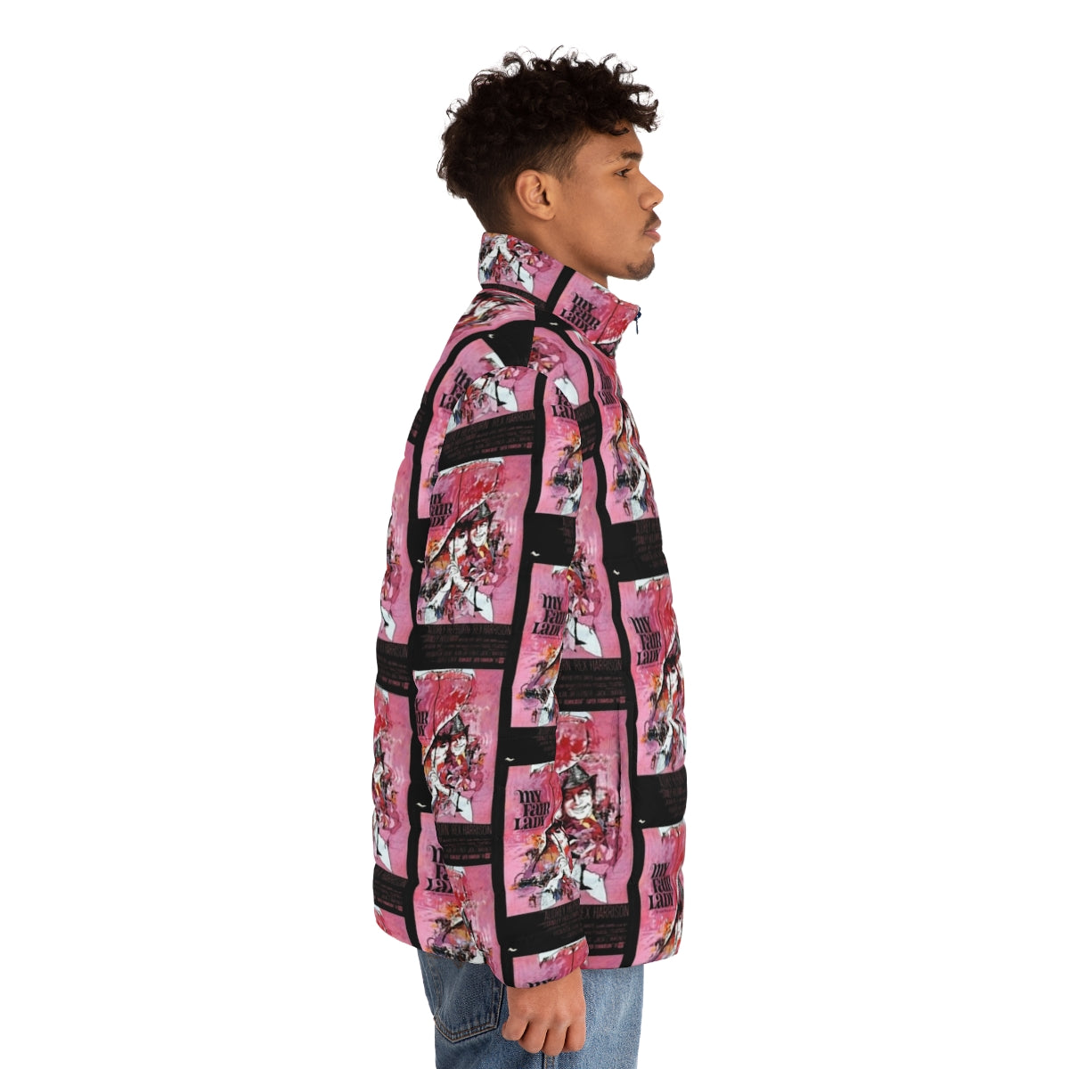 Puffer jacket with "My Fair Lady" movie poster design - men side right