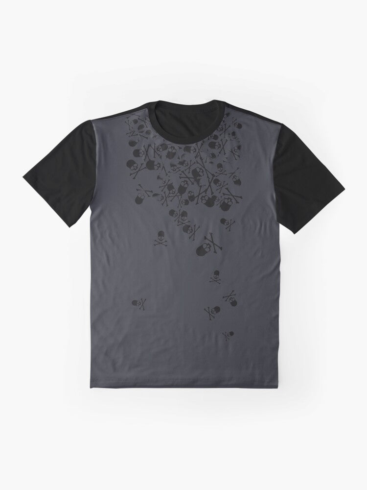 Noctis from Final Fantasy XV graphic t-shirt with skull and crossbones design - Flat lay