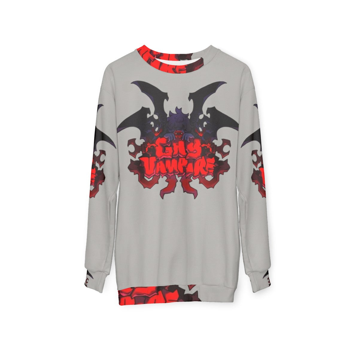 Spooky gay vampire sweatshirt with gothic design - hanging