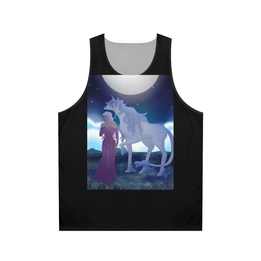 The Last Unicorn unisex tank top with original fantasy unicorn artwork