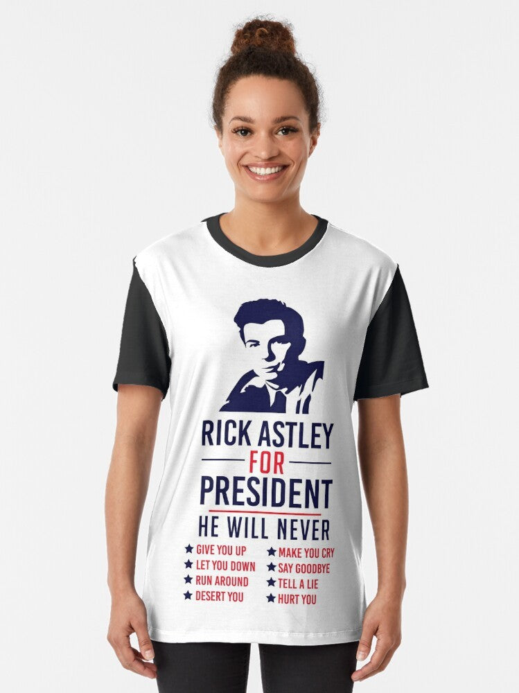 Rick Astley for President political graphic t-shirt design - Women