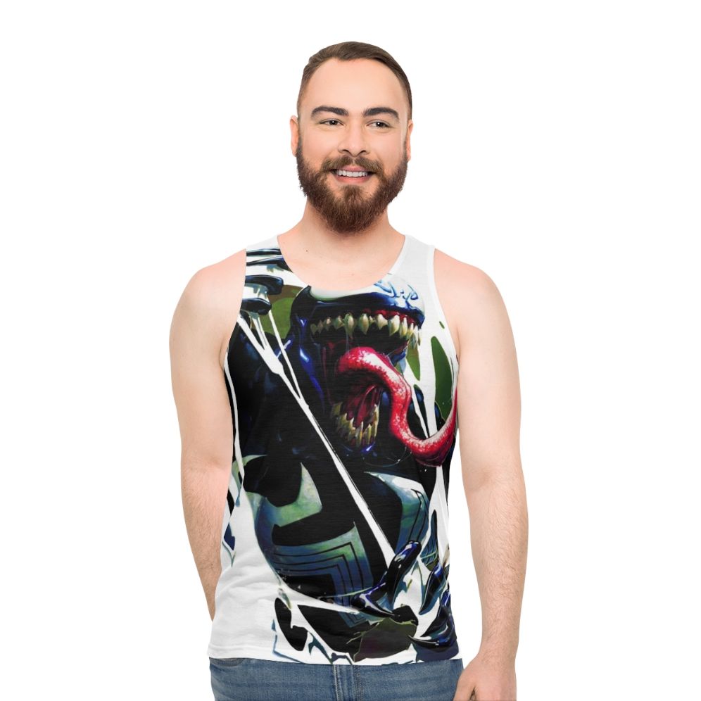 Unisex tank top featuring symbiote and antihero design - men