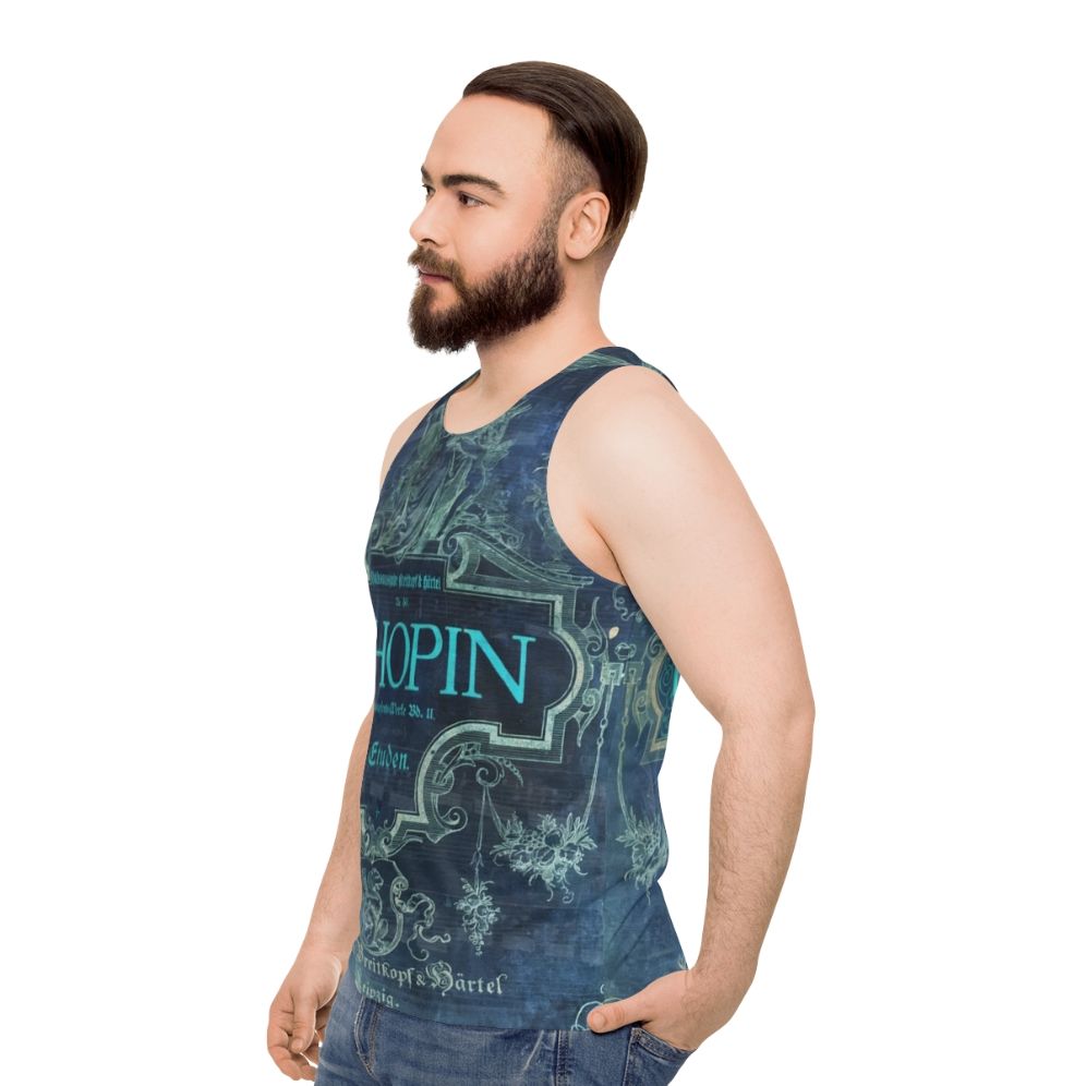 Blue tank top with portrait of Frederic Chopin - men side