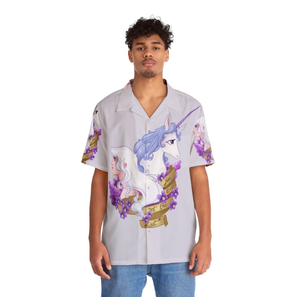 Colorful "Not The Last" Hawaiian Shirt with Fantasy Unicorn Design - People Front