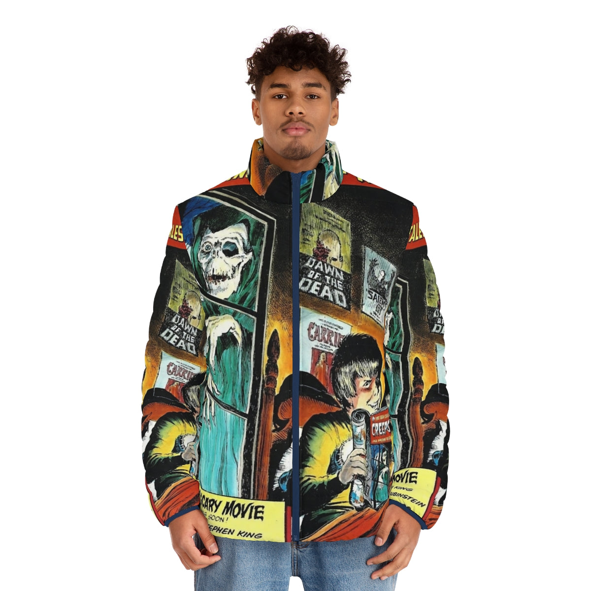 Creepshow puffer jacket featuring horror imagery and theme - men front