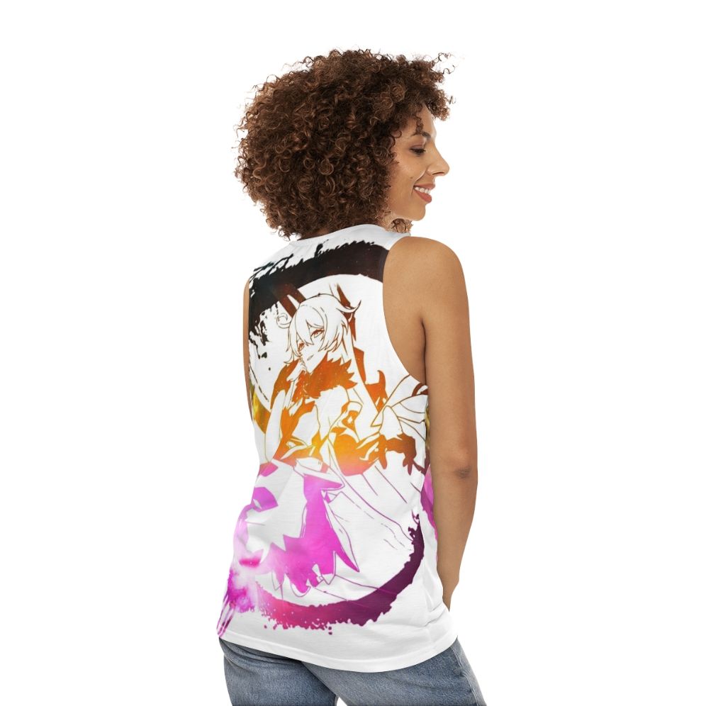 Herrscher of the Void Unisex Tank Top with Abstract Galaxy Design - women back