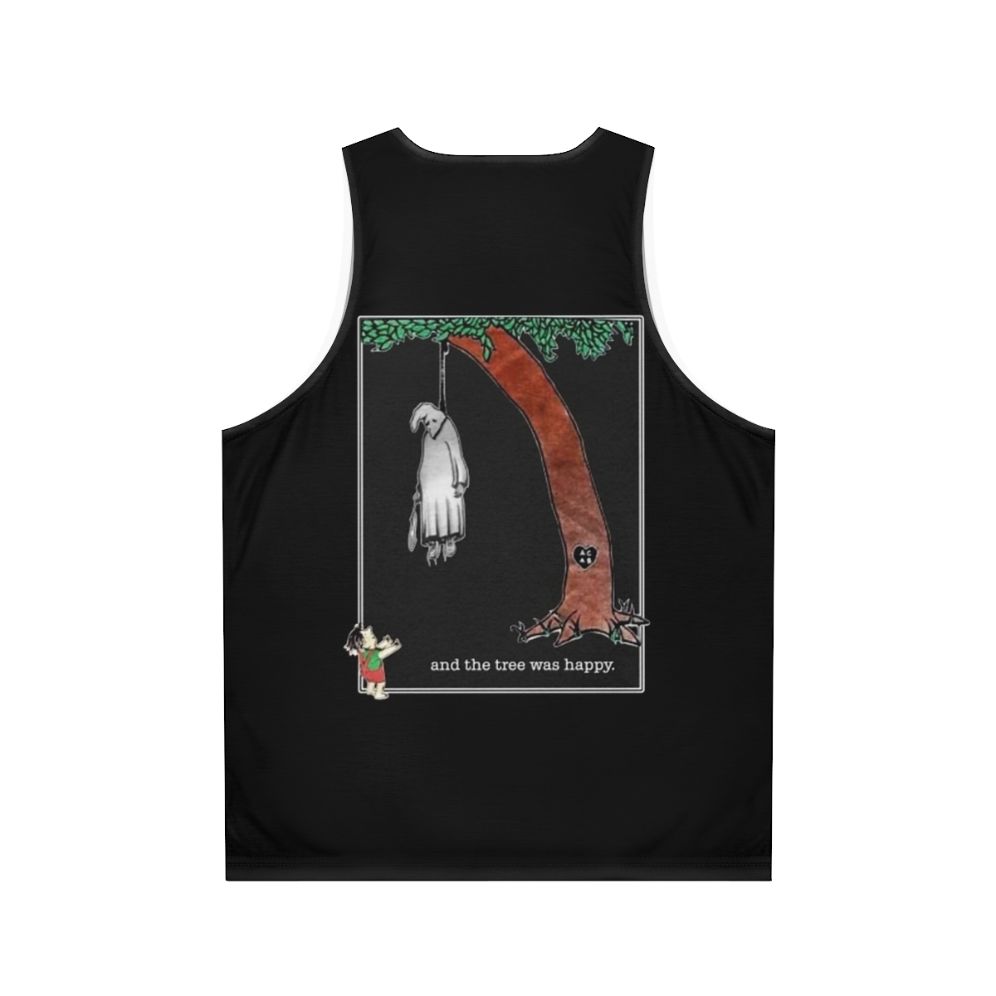 Unisex "And The Tree Was Happy" Graphic Tank Top - Back