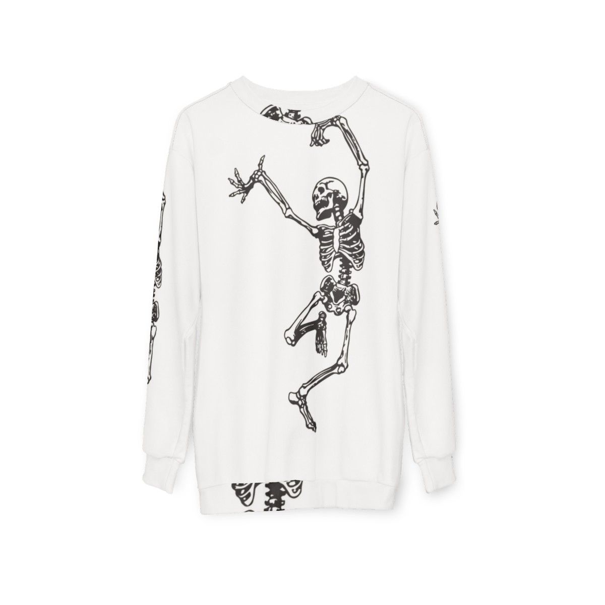 Vintage-style 'Dance With Death' sweatshirt with a mystical skull design - hanging