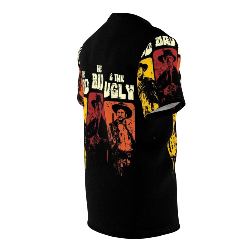 Vintage western-inspired t-shirt featuring "The Good, The Bad, The Ugly" movie characters and iconography - men right