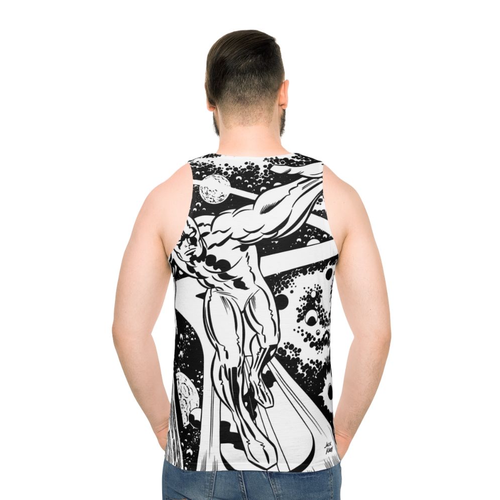 Silver Surfer cosmic superhero unisex tank top - men back