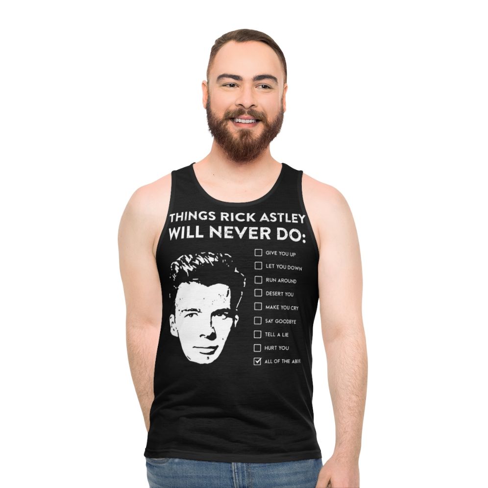 Unisex tank top with funny Rick Astley lyrics - men