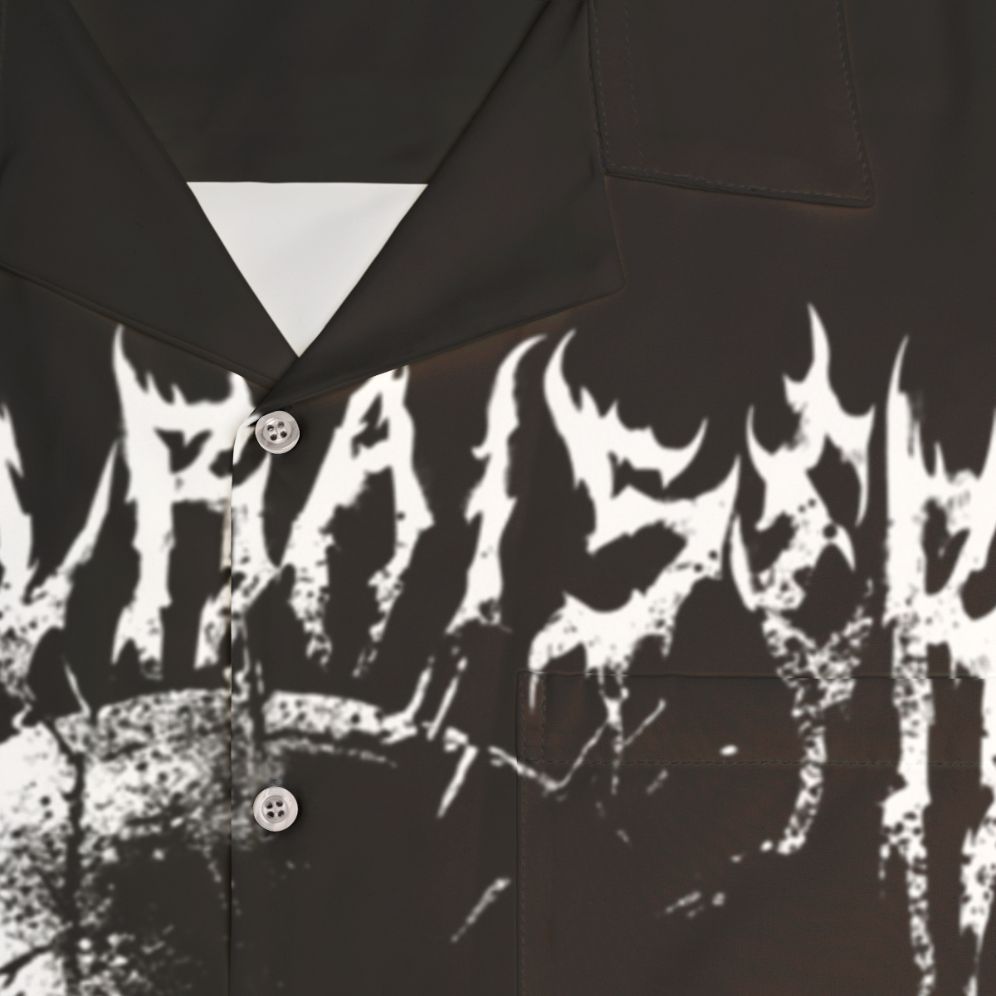 Black metal Hawaiian shirt with Pinhead from Hellraiser - Detail