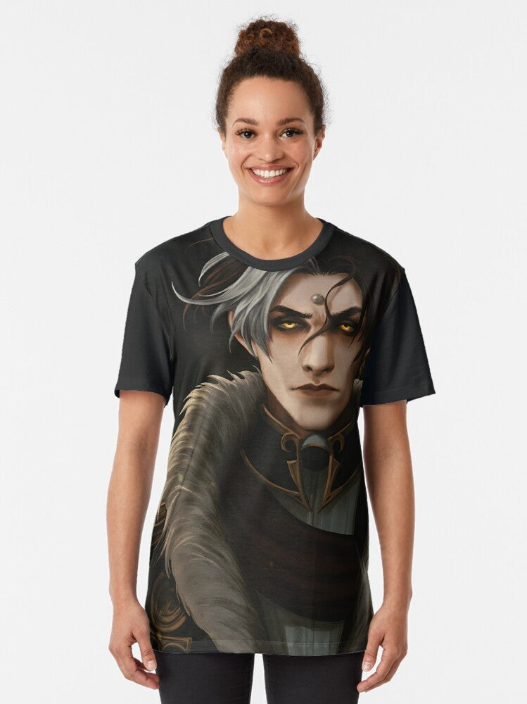 FFXIV Shadowbringers Emperor Graphic T-Shirt featuring Emet-Selch, the Ascian antagonist from the Final Fantasy XIV: Shadowbringers expansion - Women